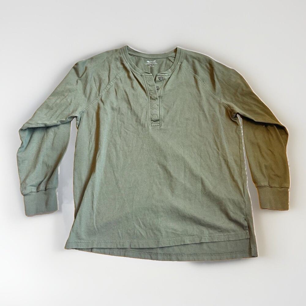 Madewell Shirt Mens Small Henley Long Sleeve Green
